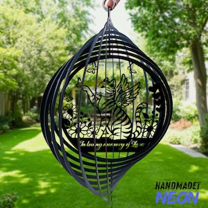 Molinillo de viento metálico conmemorativo para gatos, decoración de jardín de metal personalizada para la pérdida de una mascota, regalo para gatos al aire libre, regalo de condolencia para amantes de los gatos