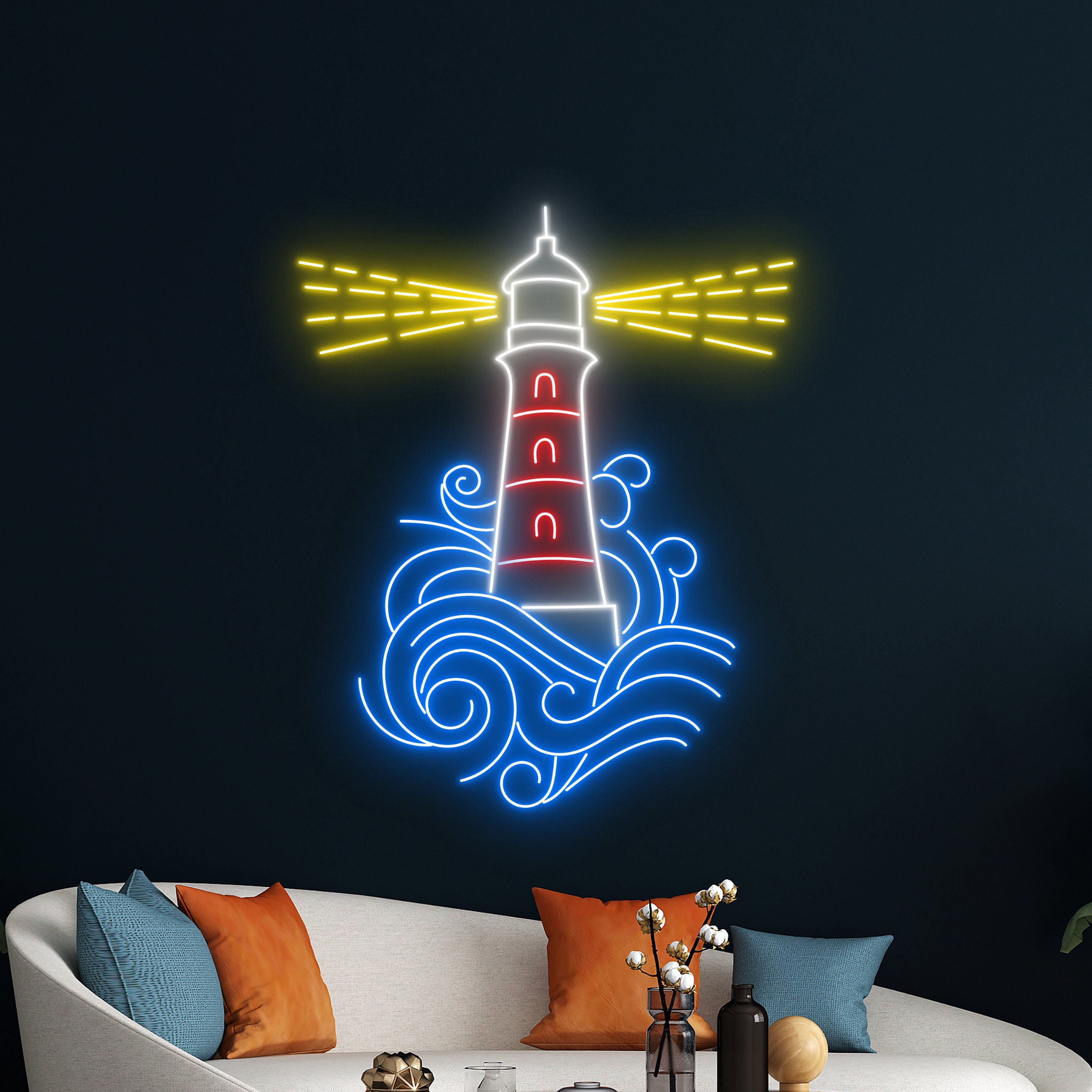 Lighthouse Neon Sign, Beach Bar Sign, Light House Led Sign, Sea Led ...