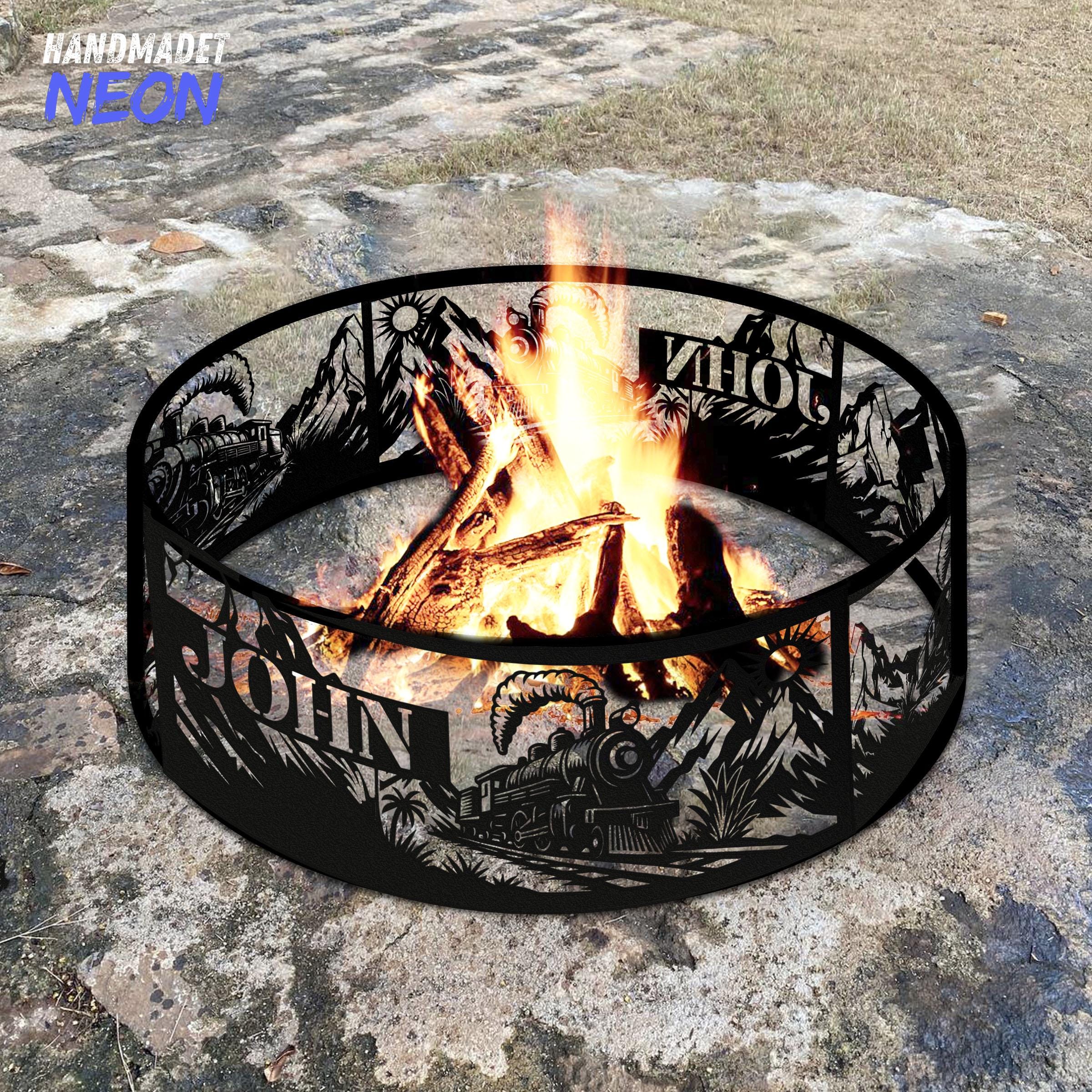 Train Fire Ring: Laser Cut Steel Fire Pit, Rustic Camping Decor - Etsy