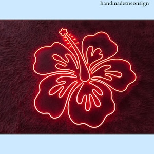 Custom Hibiscus Flower Neon Sign, Hawaiian Flower LED Light, Hawaii Floral Neon Light, Tropical Flower LED Sign, Bedroom Wall Art Decoration