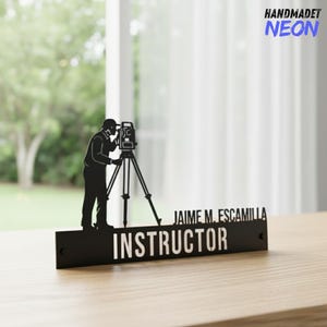 Personalized Surveyor Metal Desk Name Plate, Custom Name Sign with Engineer, Gift For Him or Civil Engineer, Office Desk Decor