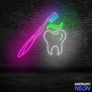 Dentist Neon Sign, Custom Tooth & Toothbrush Led Light, Custom Neon Sign, Dental Clinic Decor, Dental Neon Sign
