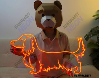 Langhaar Dackel Leuchtreklame, Dackel Led-Schild, Hundeliebhaber Neonlicht, Dackel Hund Led Licht, Hunderaum Wandkunst, Haustier Haus Wanddekoration