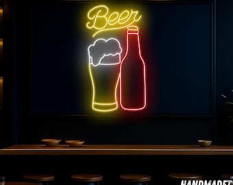 Beer Neon Sign For Bar Wall Decor, Beer Glass Led Light, Custom Neon Sign, Home Bar Wall Decor, Christmas Party Decor