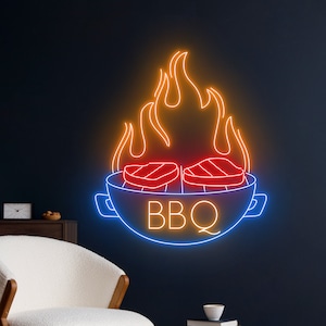 Aangepaste BBQ-neonlicht, BBQ-tijd neonbord, barbecue led-licht, grill led-bord, BBQ grill restaurant partij kunst aan de muur, picknick feest decor