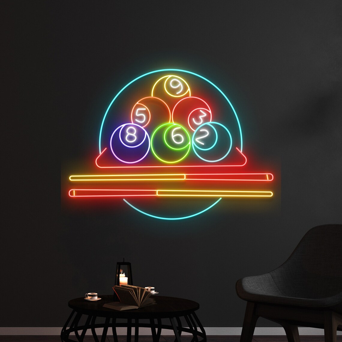 Billiards Led Sign, Billiard Neon Sign, Billiards Pool Neon Light ...