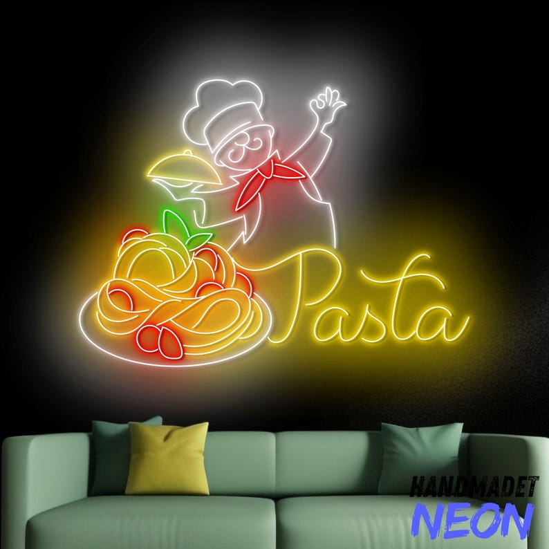 Pasta Chelf Neon Sign, Italian Cuisine Led Sign, Spaghetti Led Light ...