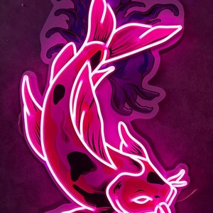 The Koi Fish Led Sign, Koi Fish Neon Sign, Wall Decor, Game Room Neon