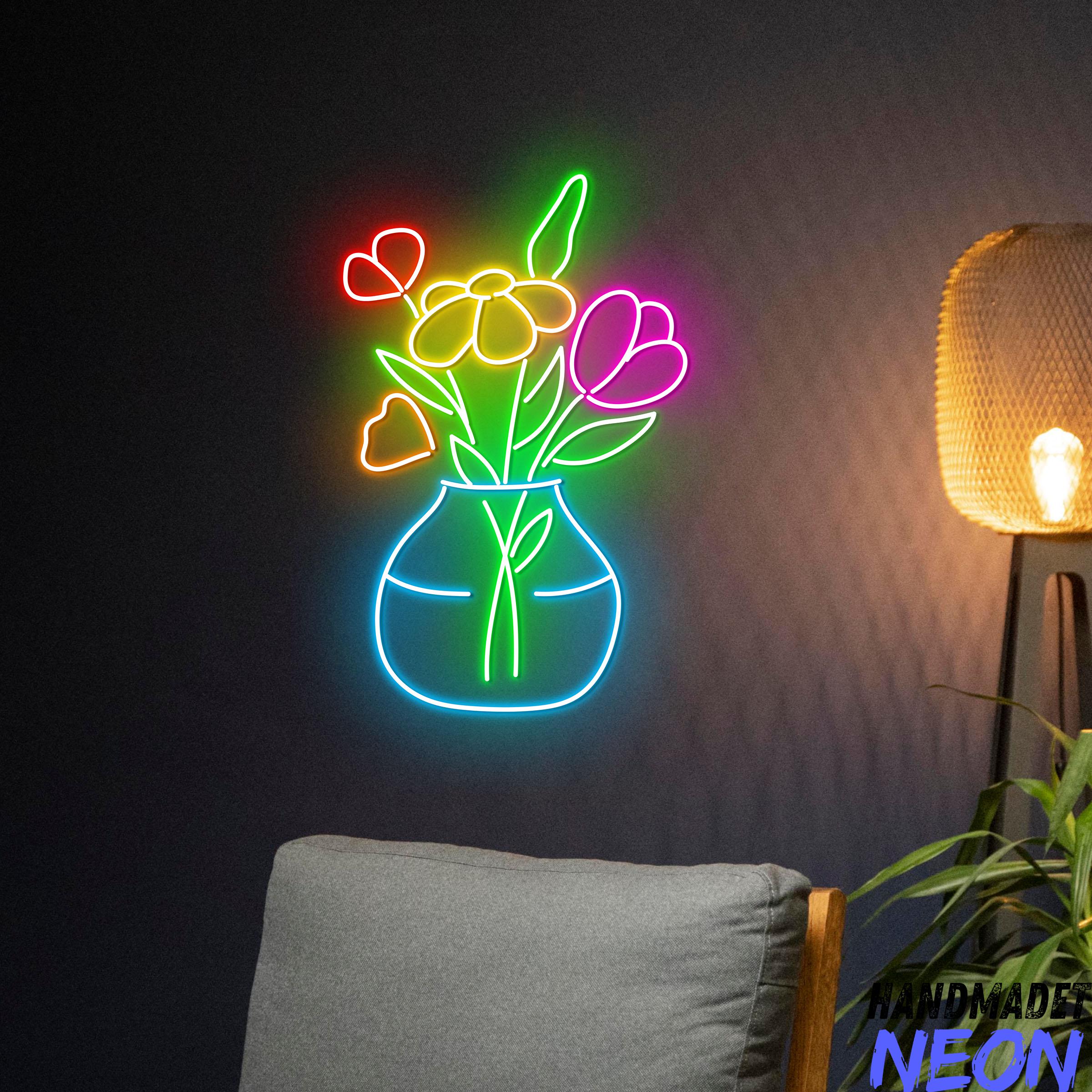 花瓶ネオンサイン、リビングルーム、寝室、カフェの装飾用のLED