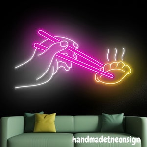 Sinal de néon de bolinhos, sinal de LED de bolinho de massa, luz LED de bolinho de massa da China, luz de néon de bolinho de massa, arte de parede de comida chinesa, decoração de parede de restaurante chinês
