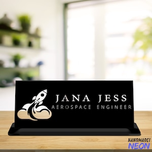 Custom Aerospace Engineer Metal Name Plate Job Name Plate Table Decor, Engineer Engraved Desk Sign, Table Office Decor, Metal Desk Nameplate