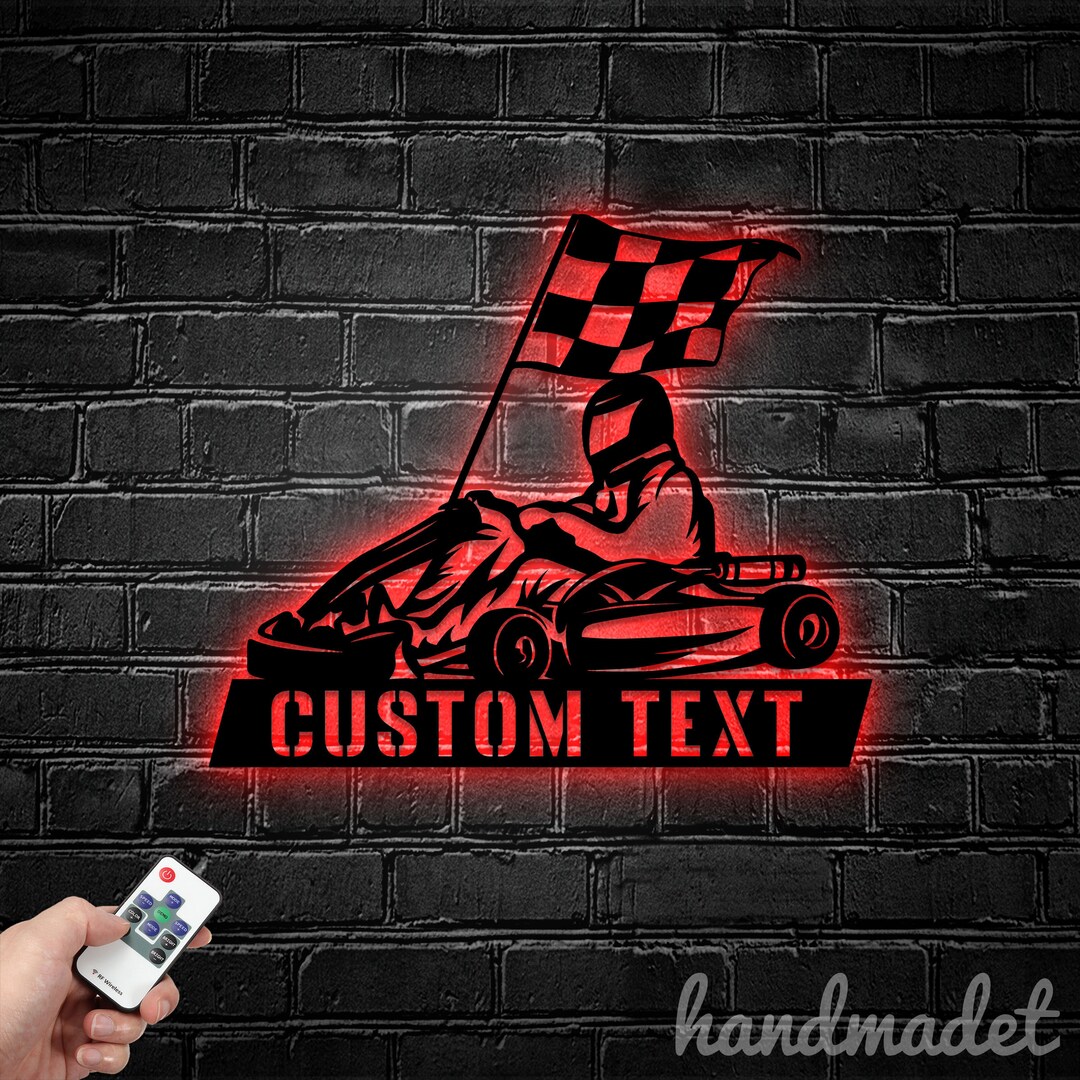 Custom Racing Wall Signs Light Personalized Go Kart Racing Metal Wall Sign, Karting Metal Wall Light ...