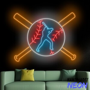 Baseball Neon Sign, Baseball Ball Led Sign, Baseball Bat Neon Light ...