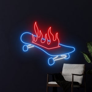 Skateboard Store Neon Sign, Skateboarding Led Sign, Skateboarder Led Light, Skateboard Player Neon Light, Skate Board Club Wall Room Decor