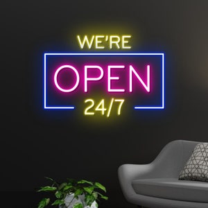 We&#39;re Open 24/7 Sign, Open Sign Led, Open Outdoor Sign For Business, Open Sign Led Lights, We Are Open Sign, Custom Outdoor Open Neon Sign