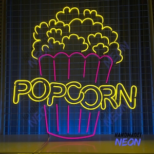 Custom Popcorn Neon Light, Pop Corn Led Light, Movie Theater Neon Sign, Cinema Led Sign, Film Room Wall Art, Store Shop Decor, Business Sign