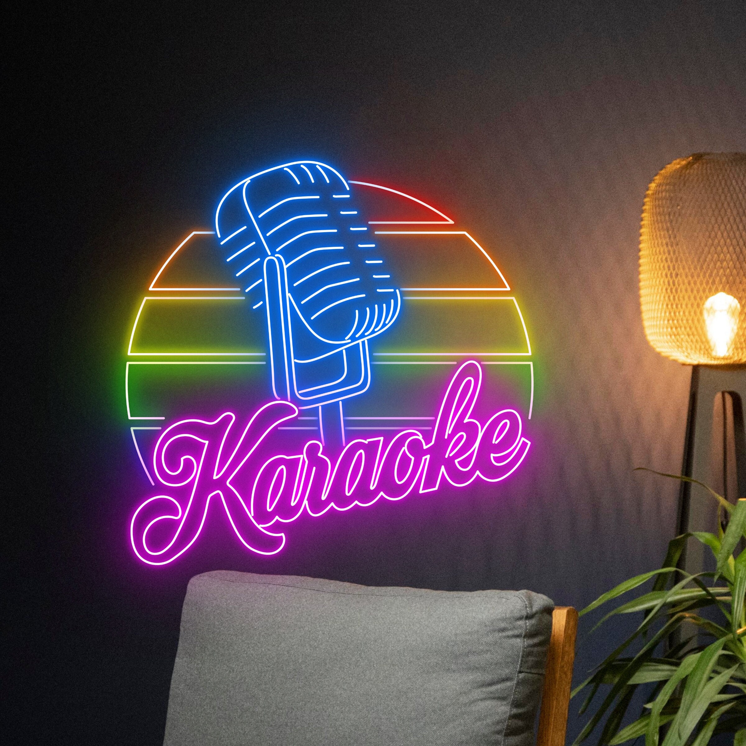 Karaoke Bar Neon LED Light Sign | Hanging Wall or Window Lit