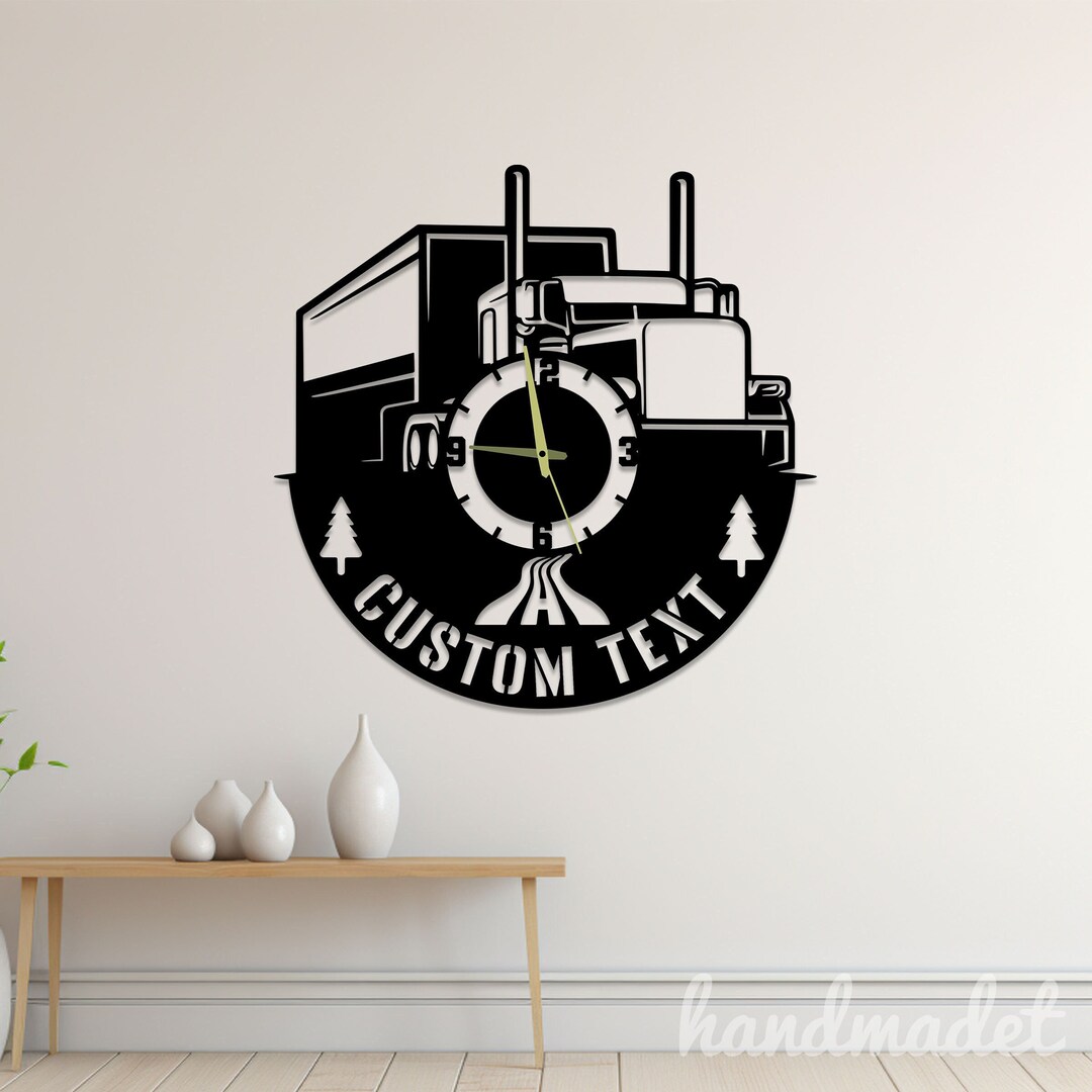 Lorry Clock Semi Truck Wall Clock Unique, Truck Round Wall Clock, Truck Driver ...