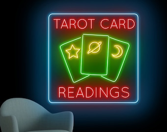 Tarot Kartenlesungen Leuchtreklame, Tarotkarten LED-Schild, Tarot Neonlicht, Tarotkarte LED-Licht, Tarotkarte Wandkunst Licht, Hauptwanddekor