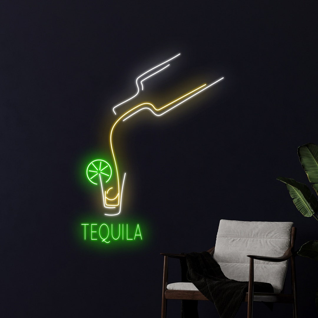 Tequila Neon Sign, Tequila Bottle Neon Light, Tequila Shot LED Light