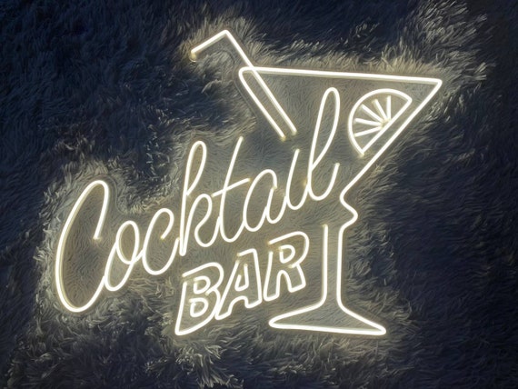 Cocktail Bar Led Neon Sign, Cocktails Neon Sign, Led Neon Sign Custom, Neon Sign for Bar Decor