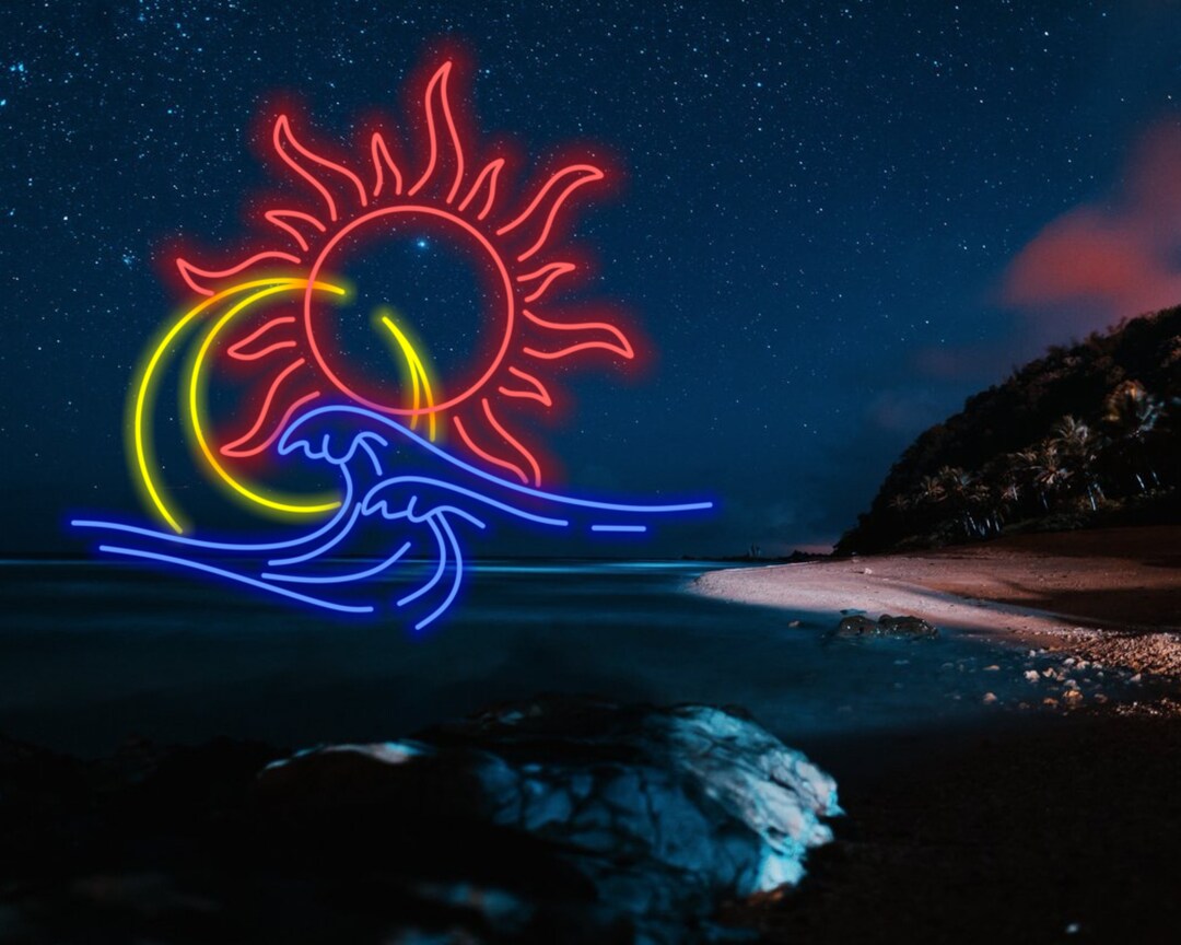 Sun and Moon Led Sign, Sun Moon Neon Sign, Wall Decor, Sun Moon Neon ...