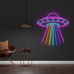 Rainbow UFO Neon Led Sign, Rainbow UFO Neon Sign, Wall Decor, Led Light, Custom Neon Sign, UFO Cat Sign, Rainbow Universal Neon Light