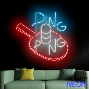 Pingpong-neonbord, tafeltennis led-bord, tafeltennis neonlicht, tafeltennis led-licht voor sportclub muurkunst, sport thuis muurdecoratie