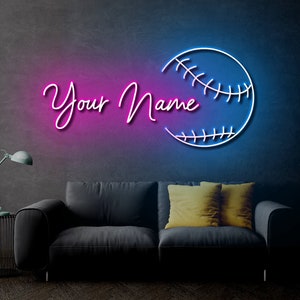 Neonowa tablica z imieniem Baseball, wystrój pokoju dziecięcego, spersonalizowana neonowa tablica, spersonalizowana neonowa tablica z imieniem, neonowa tablica z imieniem, tablica z imieniem dla dzieci, prezent baseballowy