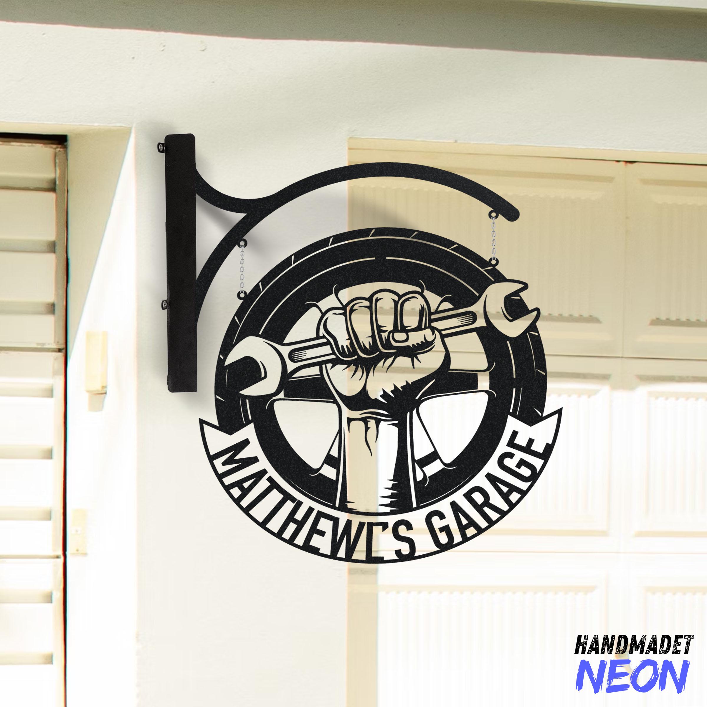 Personalized Garage Hanging Sign, Garage Mechanic Outdoor Hanging Sign ...