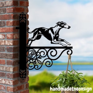 Personalized Whippet Dog Hanging Bracket Whippet Dog Hanging Basket Bracket, Dog Hanging Bracket For Garden, Dog Pet Metal Sign Garden Decor