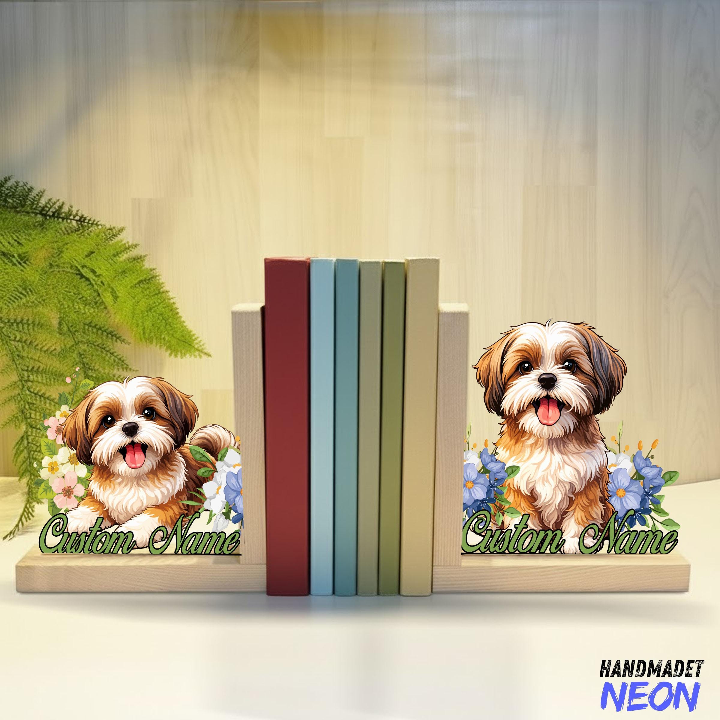 Custom Shih Tzu Bookends, Personalized Dog Bookend, Shih Tzu Book