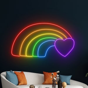 Rainbow Heart LGBT Neon Sign, Pride Led Sign, LGBT Neon Light, LGBT Pride Neon Sign, Custom Neon Sign, Room Couple Light Decor, Best Gifts