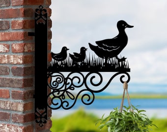 Soporte colgante de pato personalizado, soporte de cesta colgante de pato, soporte colgante de granja de patos para jardín, letrero de metal de animales de granja para decoración de jardín
