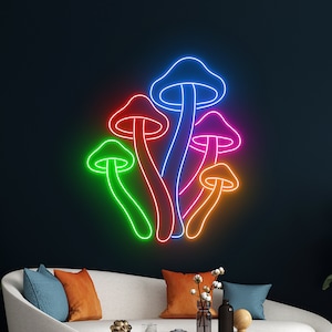 Mushroom Color Led Sign, Mushroom Neon Sign, Mushroom Neon Light, Custom Neon Sign, Restaurant Led Sign Decor, Mushroom Wall Art Led Light
