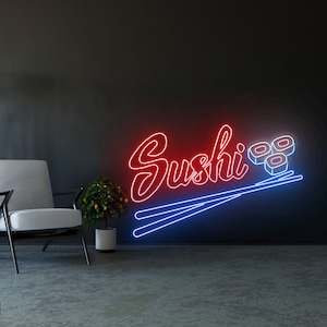 Sushi Neon Sign, Sushi Neon Light, Sushi LED Light, Japanese Food LED Sign, Best Gifts, Sushi Signs, Restaurant Signs, Sushi Lights