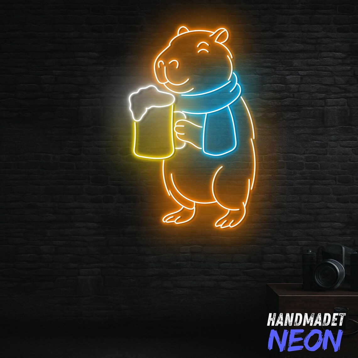 Capybara With Beer Neon Sign, Capybara Neon Sign, Fun LED Wall Light ...