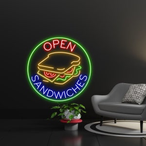 Sandwich Neon Sign, Sandwich Open Led Sign, Sandwich Led Lights, Custom Neon Lights, Sandwich Neon Lights, Sandwich Neon Lights