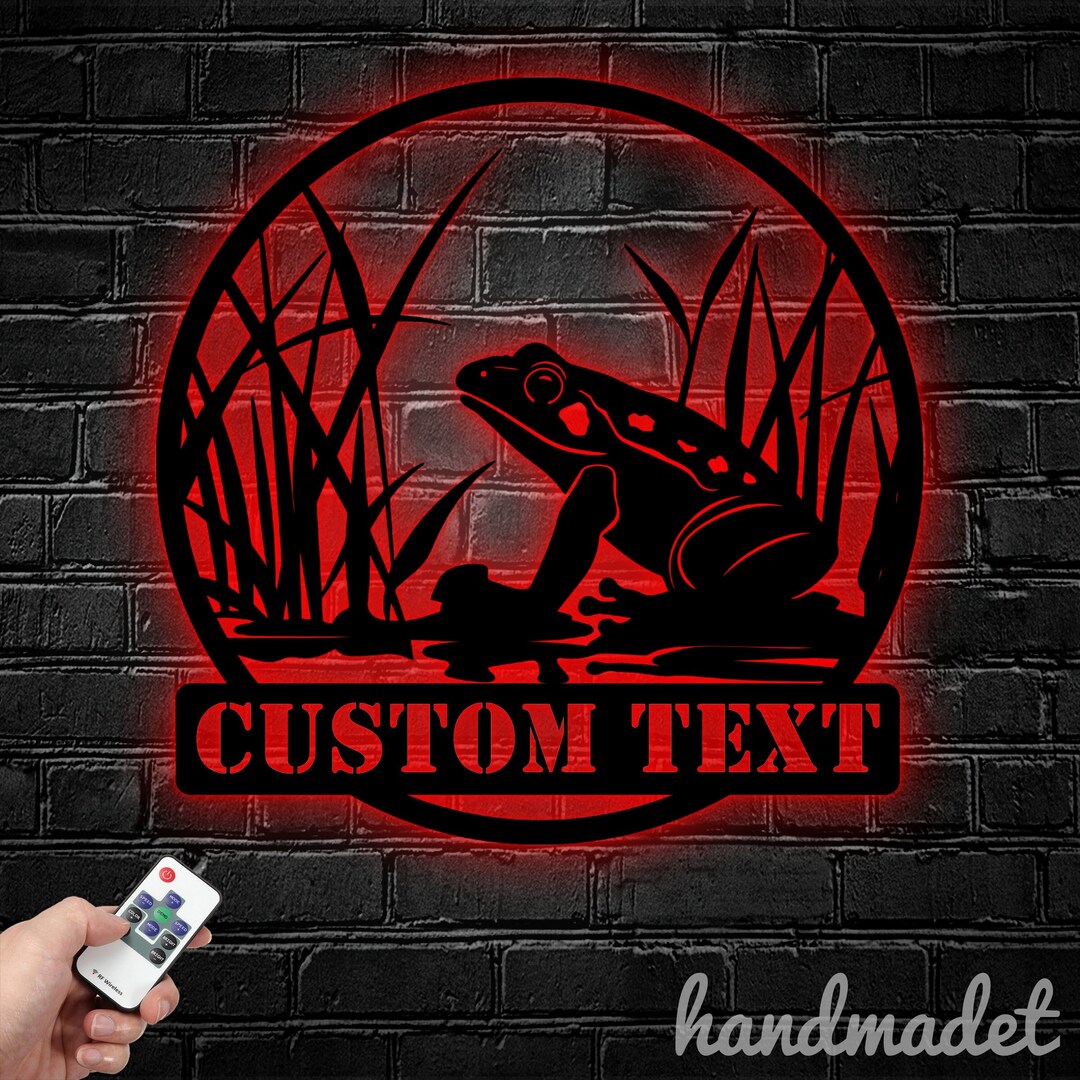 Led Frog Sign Custom Frog Metal Wall Art LED Light, Frog Metal Sign, Frog Animal ...