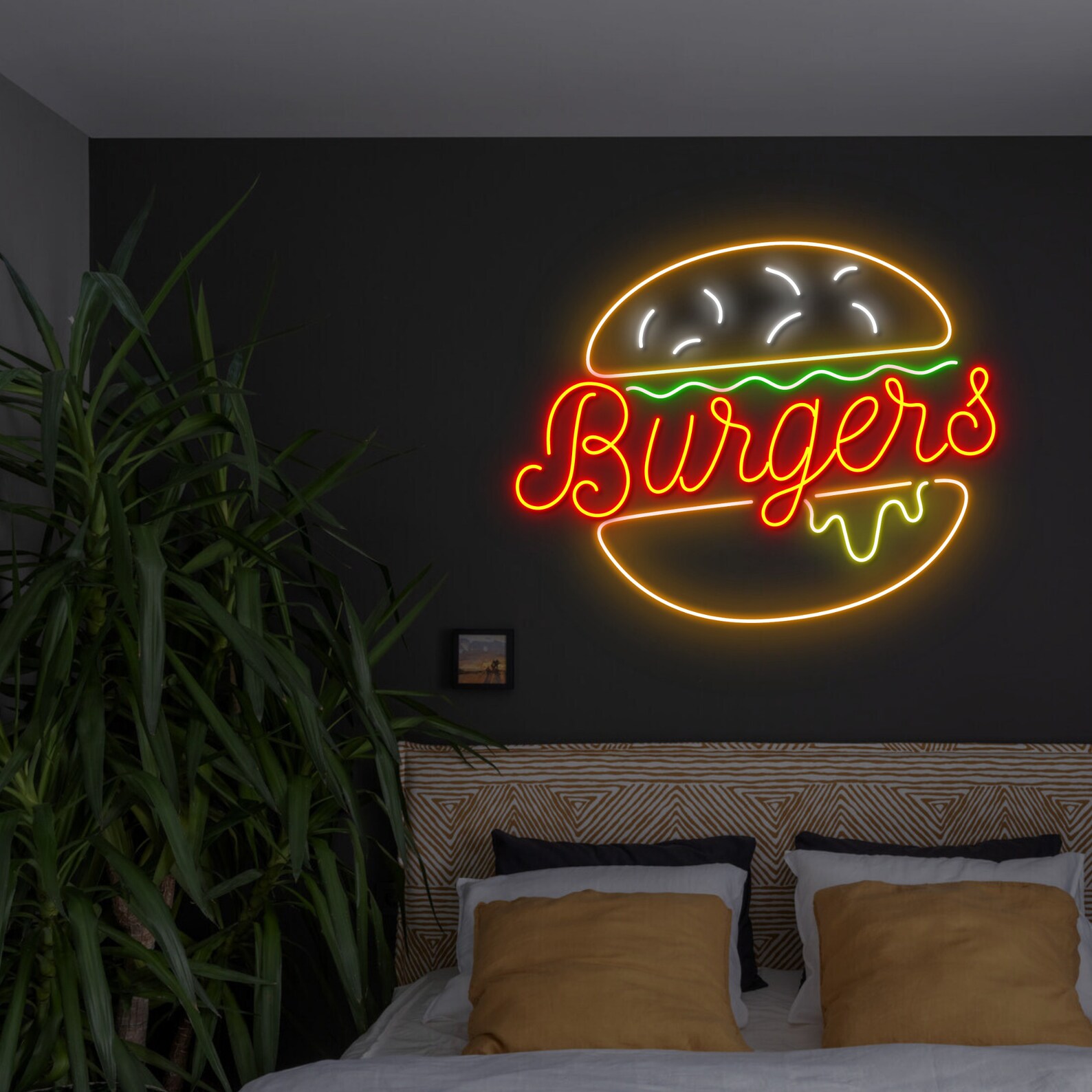 Burger Led Sign, Hamburger Neon Sign, Wall Decor, Burger Art Sign, Home ...