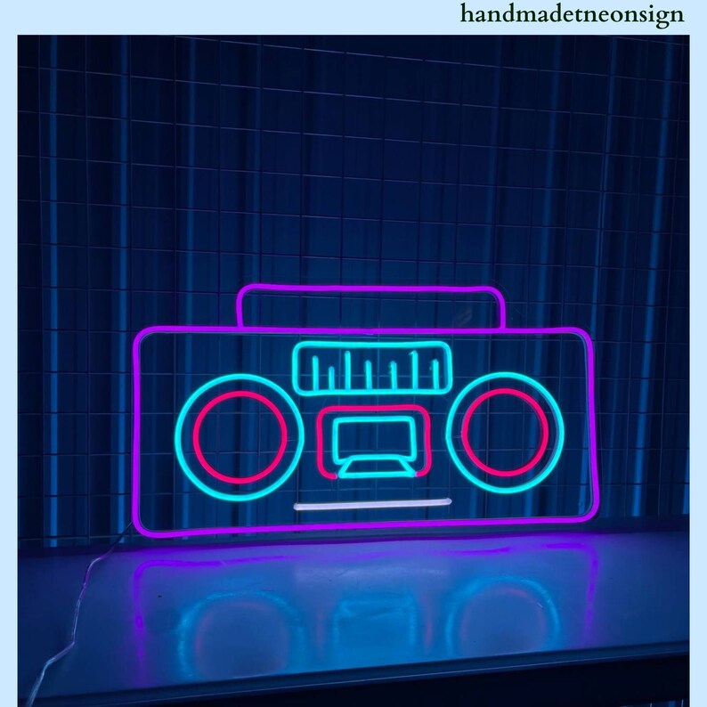 Boombox Neon Sign, Tape Recorder Led Sign, Music Stereo Led Light ...