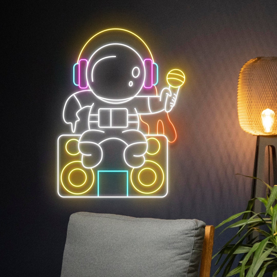 Astronaut DJ Neon Sign DJ Astronaut Led Sign Astronaut Etsy