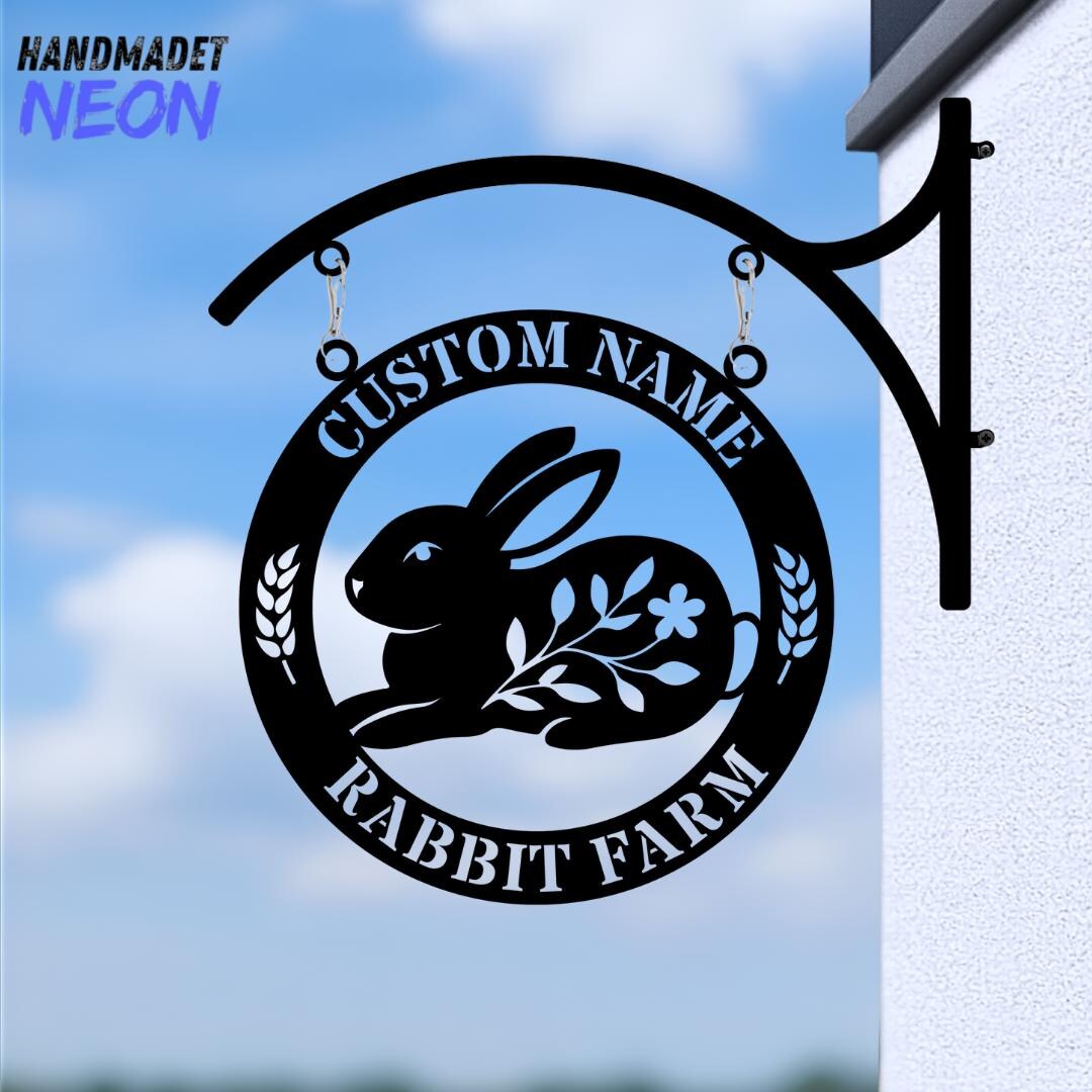 Rabbit Farm Metal Hanging Sign: Custom Bunny Name Sign, Country Farm ...