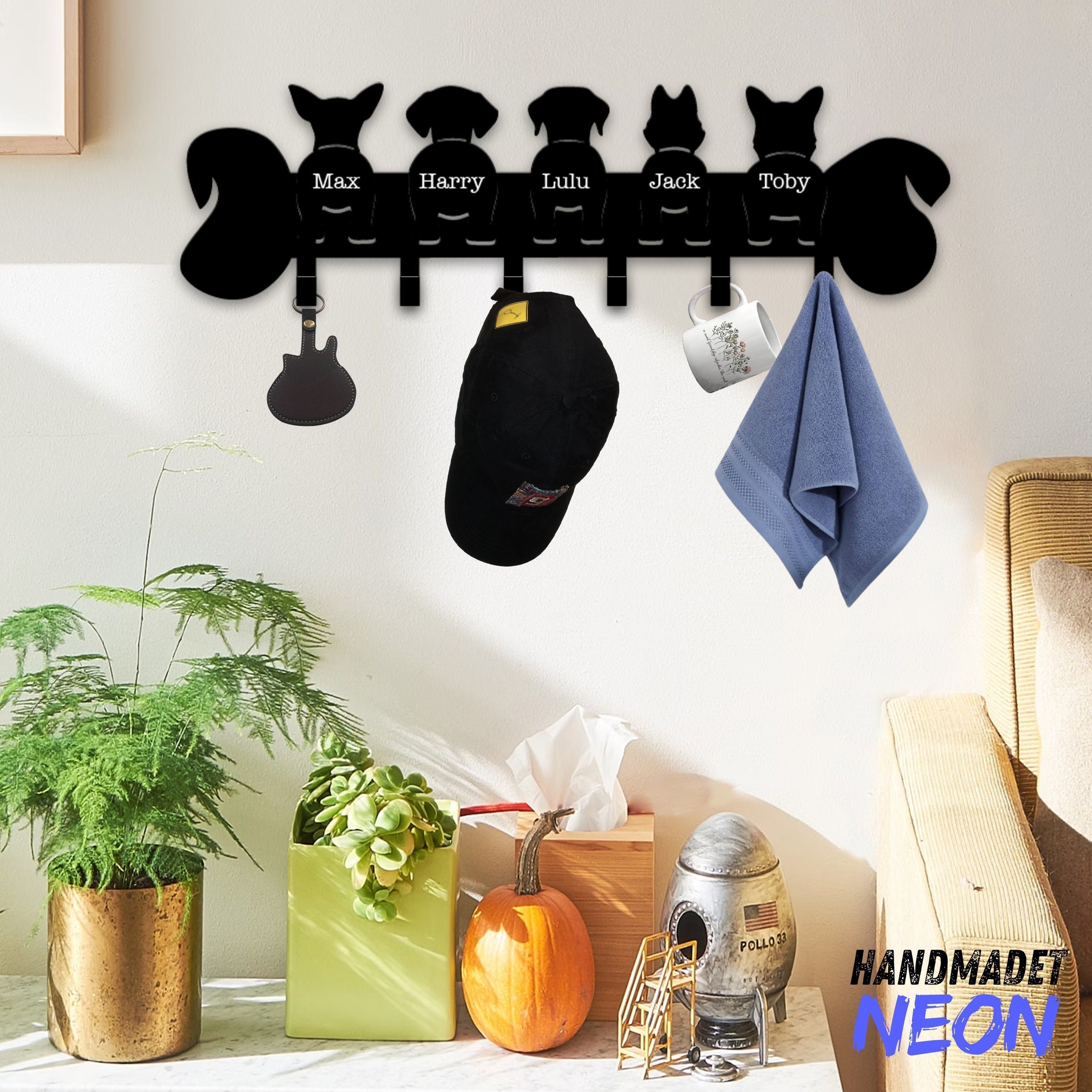 Custom Dog Coat Rack Wall Hanger Cute Dog Metal Wall Hooks, Funny