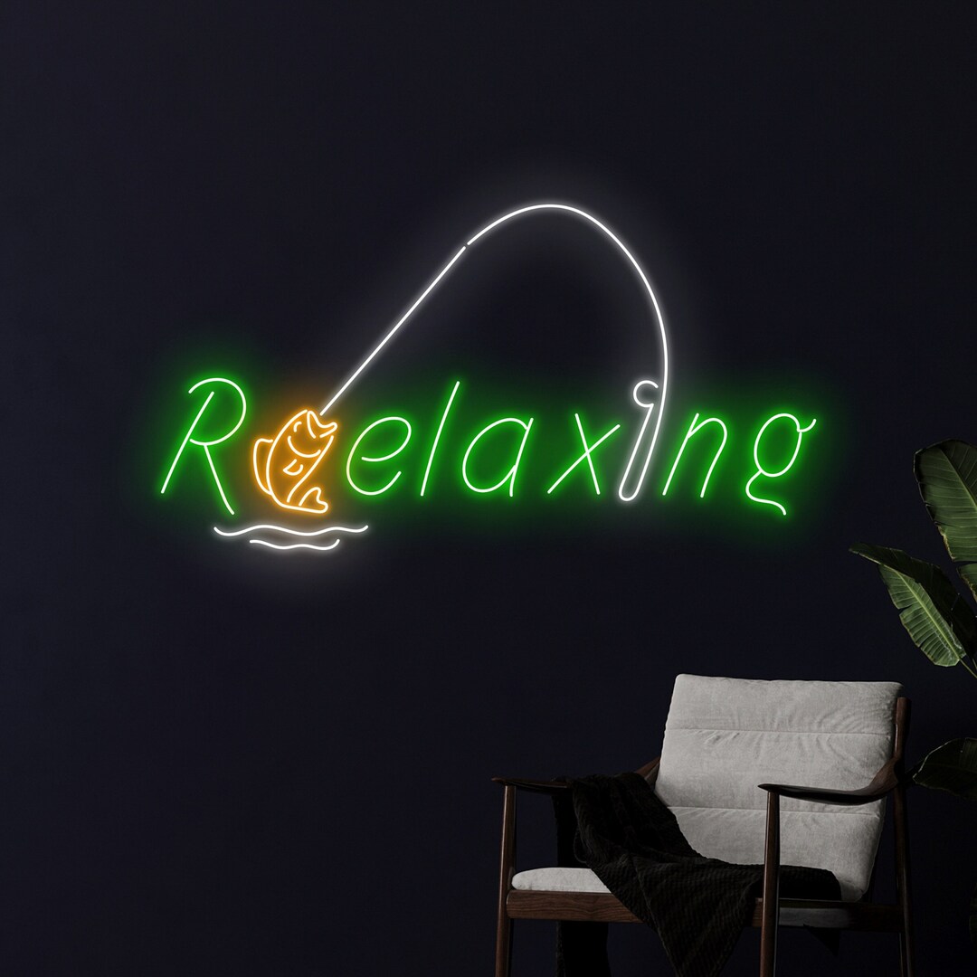 Relaxing Neon Led Sign, Fishing Neon Sign, Fisher Led Light, Fisherman