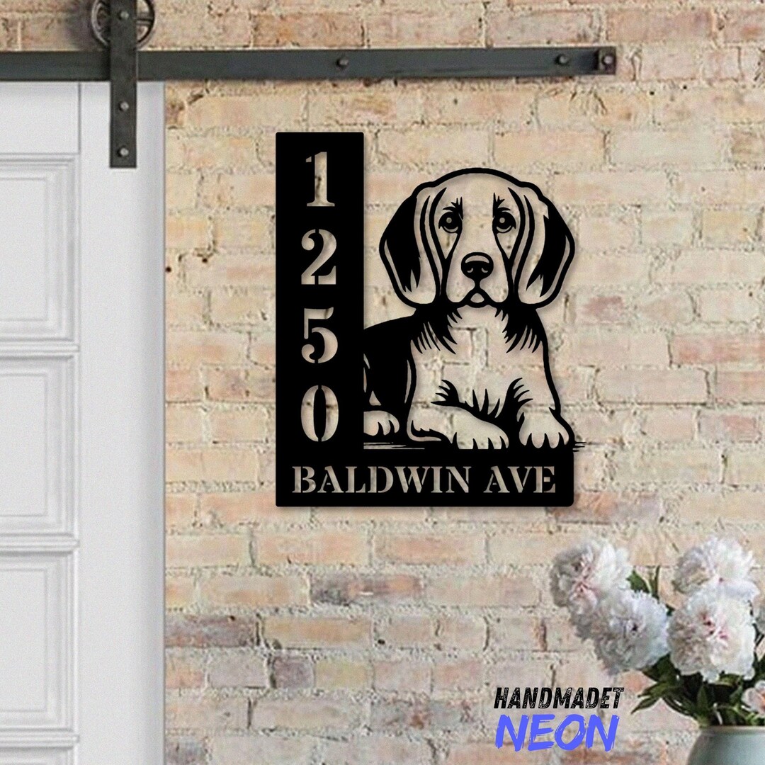 Personalized Beagle Dog House Number, Beagle Dog Home Number Metal Wall ...