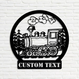 Custom Locomotive Train Metal Sign Wall Art With LED Light Personalized ...