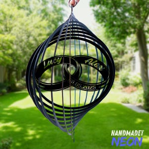 Custom Couple Wind Spinner, 3D Kinetic Garden Decor Hanging Yard Art Sculpture Outdoor Metal Wind Spinner Patio, Porch Gift for Garden Lover