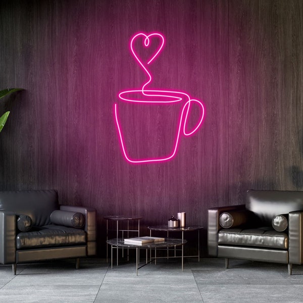 Coffee Cup with Love, coffee neon sign, cafe neon sign, coffee led sign, neon sign cafe, coffee shop neon, cafe neon light