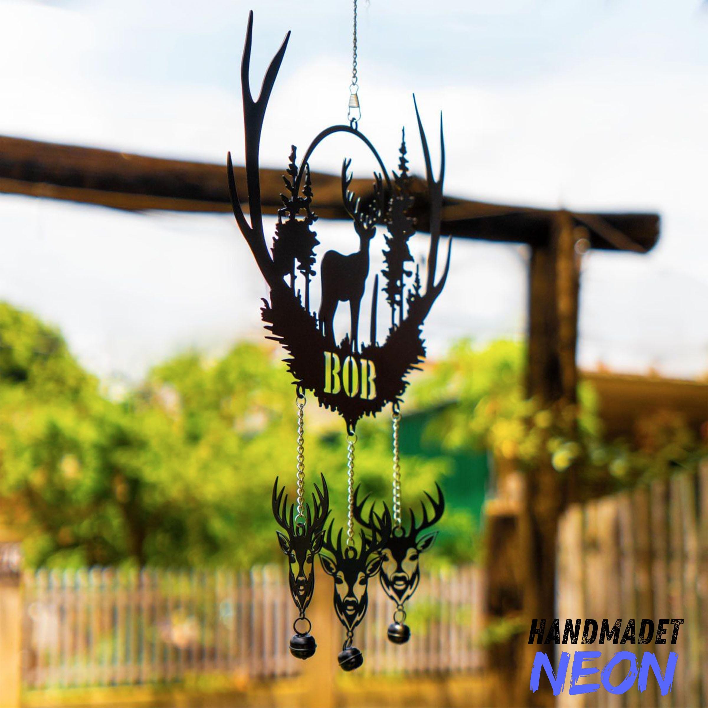 Wind Rattles Personalized Deer Wind Chime Rattle, Custom Metal Garden Sign, Wind ...